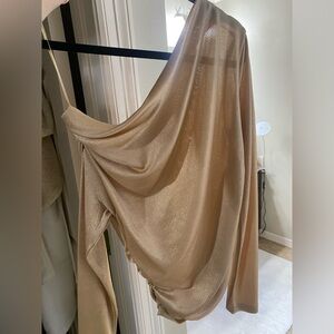 NWT Zara One Shoulder Gold Top
